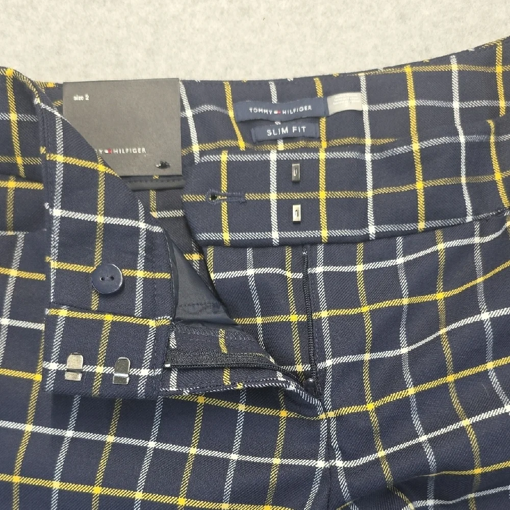 Tommy Hilfiger TH Flex Plaid Slim Fit Ankle Pants Size 2 NWT